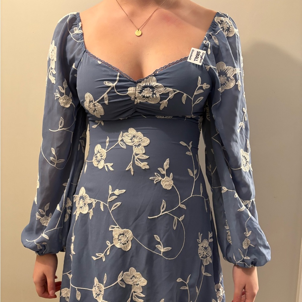 Altar'd State Blue Floral Long Sleeve Dress